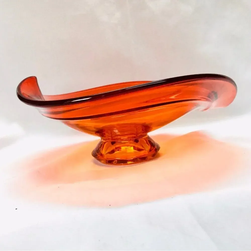 Vintage Orange Glass Designer Fruit Vase - Picture 4 of 6